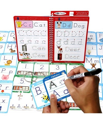 Write & Clean Laminated Workbook & Flash Cards - Alphabet Numbers & Words Reusable Book for PreK & Kindergarten. (1 Dry Erase...