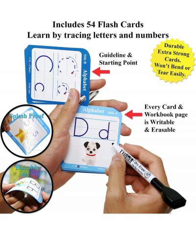 Write & Clean Laminated Workbook & Flash Cards - Alphabet Numbers & Words Reusable Book for PreK & Kindergarten. (1 Dry Erase...