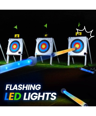 Fiberglass Bow and Arrow for Kids Archery Set with LED Flashing Lights 8 Arrows Indoor & Outdoor Toy for Kids Crossbow Shoot ...