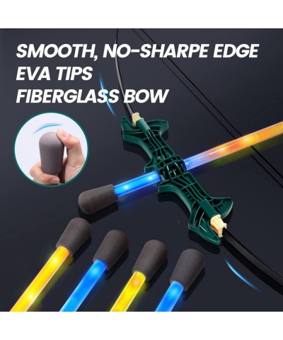 Fiberglass Bow and Arrow for Kids Archery Set with LED Flashing Lights 8 Arrows Indoor & Outdoor Toy for Kids Crossbow Shoot ...