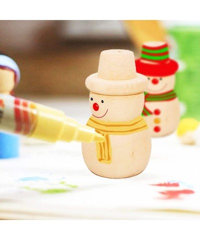 32 PCS Wooden Mushroom Wooden Peg Dolls Peg People Set Wooden Peg Figures Natural Unpainted Wood Figures Decorative for Arts ...