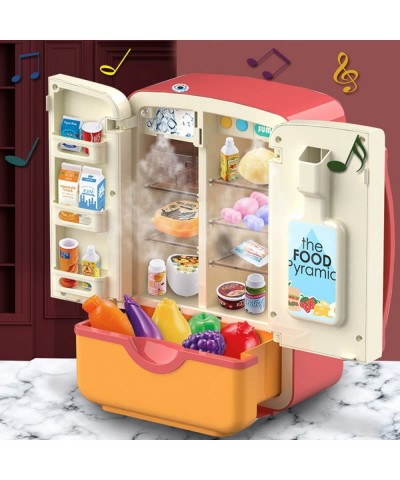 Kitchen Toys Fridge Refrigerator with Ice Dispenser Pretend Play Appliance for Kids Play Kitchen Set with Kitchen Playset Acc...