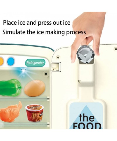 Kitchen Toys Fridge Refrigerator with Ice Dispenser Pretend Play Appliance for Kids Play Kitchen Set with Kitchen Playset Acc...