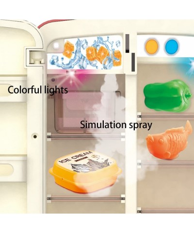 Kitchen Toys Fridge Refrigerator with Ice Dispenser Pretend Play Appliance for Kids Play Kitchen Set with Kitchen Playset Acc...