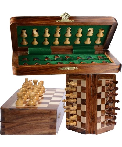 12x12” Chess Set Chess Set with Bag - Folding Standard Magnetic Travel Chess Board Game Handmade in Fine Acacia Wood with Sto...