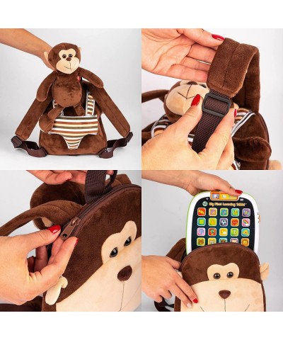 Cute Monkey Toy Toddler Backpack With Leash – Kids Stuffed Animal Toy Backpack For Boy Girl – Kids Backpacks For Boys And Gir...