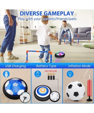 3-in-1 Hover Hockey Soccer Ball Set for Kids Rechargeable Led Lights Floating Air Football for Indoor Outdoor Sports Toys Gif...