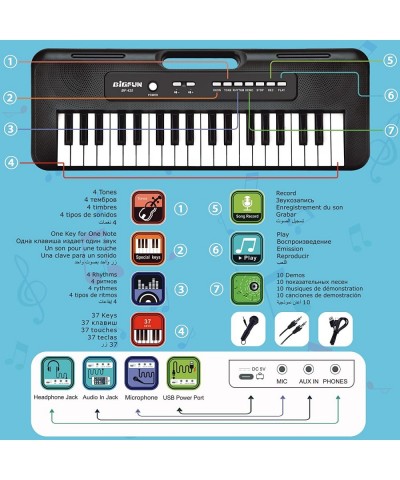 Kids Piano Keyboard 37 Keys Piano for Kids Musical Piano with Microphone Portable Learning Educational Christmas Birthday Gif...