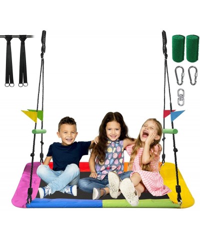 Large Platform Tree Swing 60" x 32" 800lb Weight Capacity Indoor Outdoor Play Swing Set for Kids Adults Adjustable Rope Mesh ...