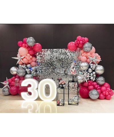 Women Birthday Disco Party Decorations Girls 16th 21st 30th 40th Birthday Party Balloons Pink Rose Red Metallic Silver Explod...