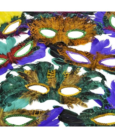 Mardi Gras Masks - (Pack of 50) Bulk Carnival Masquerade Mask Costume Party Supplies Feather Mardi Gras Decorations for Women...