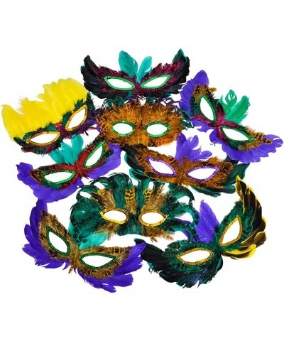 Mardi Gras Masks - (Pack of 50) Bulk Carnival Masquerade Mask Costume Party Supplies Feather Mardi Gras Decorations for Women...