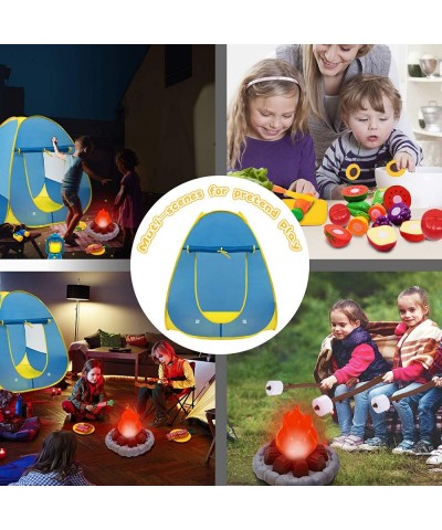 Kids Camping Play Tent with Toy Campfire / Marshmallow /Fruits Toys Play Tent Set for Boys Girls Indoor Outdoor Pretend-Play ...