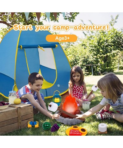 Kids Camping Play Tent with Toy Campfire / Marshmallow /Fruits Toys Play Tent Set for Boys Girls Indoor Outdoor Pretend-Play ...