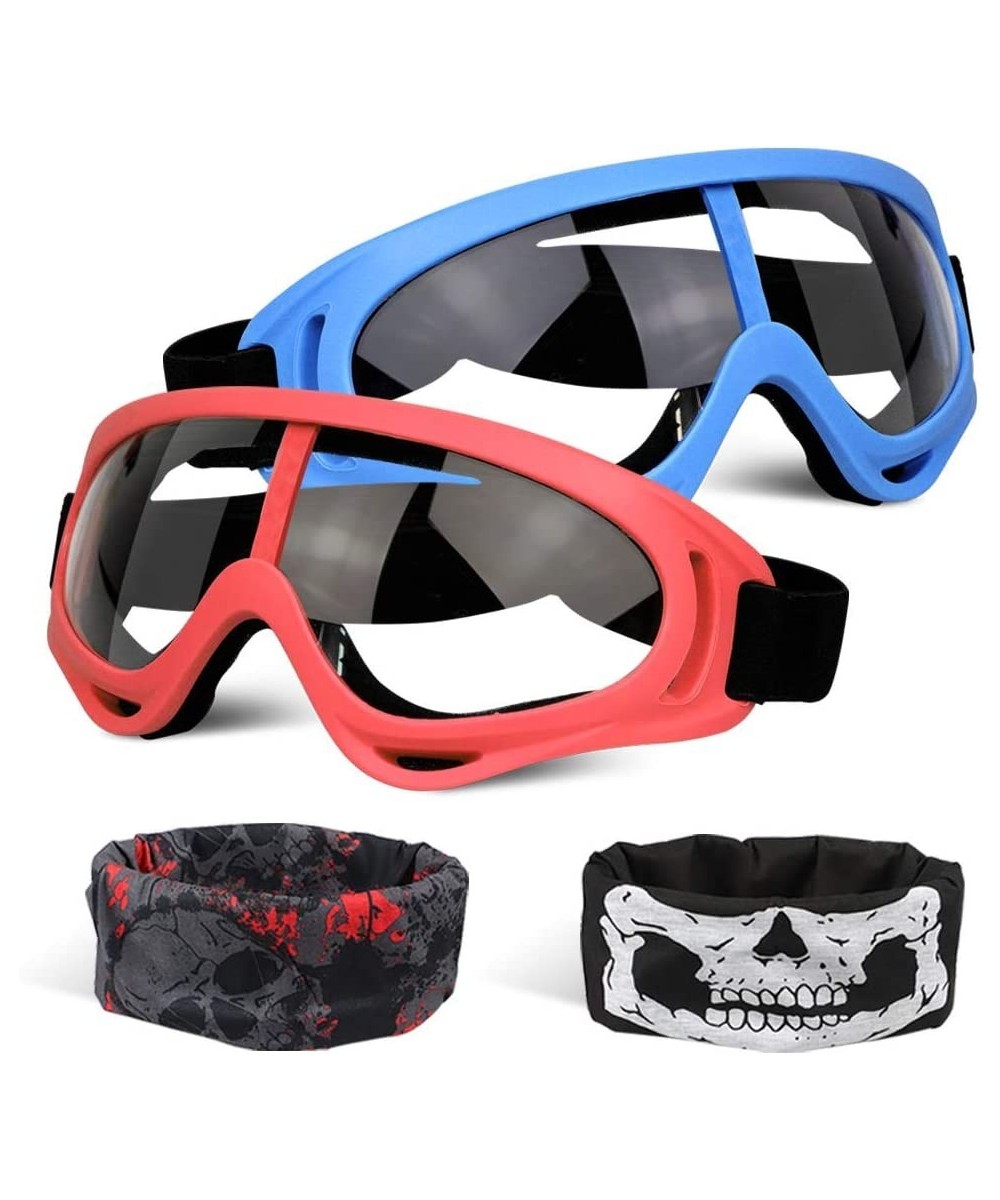 2 Pack Protective Goggles / Safety Glasses / Motorcycle Eyewear with Bandanas - Compatible with Nerf Game Battle for Kids (Re...