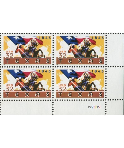 TEXAS ~ COWBOYS WITH FLAGS 2968 PB 4 x 32¢ US Postage Stamps $13.93 Collectible Postage Stamps