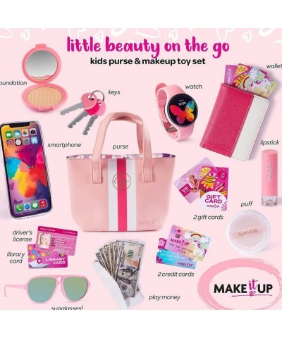 Little Beauty On The Go Pretend Play Kids Purse and Makeup Toy with Princess Pretend Makeup Smartphone Wallet Keys Credit and...