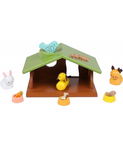 Wooden Family Pets Dollhouse Set Dog Cat Bunny Pet Set with Animal Pet Doll House - 12 Pieces $24.79 Play Figure Playsets