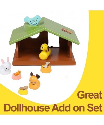 Wooden Family Pets Dollhouse Set Dog Cat Bunny Pet Set with Animal Pet Doll House - 12 Pieces $24.79 Play Figure Playsets