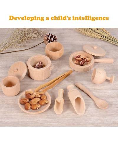 Sensory Bin Tools Montessori Toys for Toddlers Waldorf Toys Wooden Scoops and Tongs for Transfer Work and Fine Motor Learning...