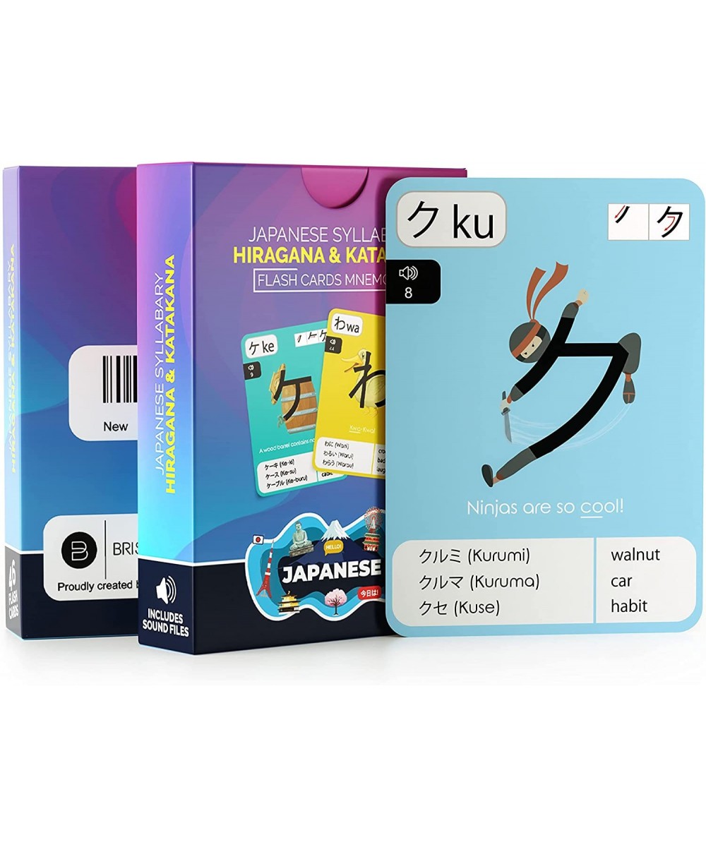 Japanese Hiragana & Katakana Mnemonic Flash Cards – Text & Audio Pronunciation - Educational Language Learning Resource for M...