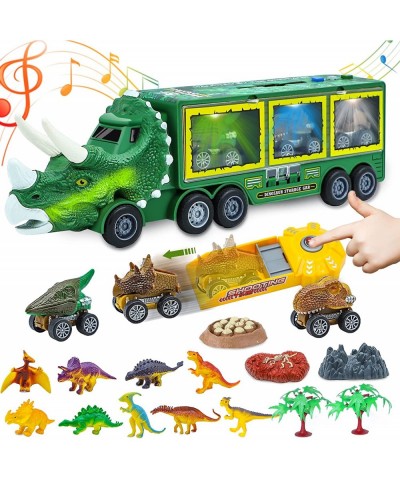 Kids Dinosaur Truck Toys for 3 4 5 6 7 Year Old Boys Girls with 20-in-1Dinosaur Toys Light Music and Growl 3 Dinosaur Pull Ba...