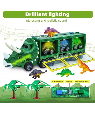 Kids Dinosaur Truck Toys for 3 4 5 6 7 Year Old Boys Girls with 20-in-1Dinosaur Toys Light Music and Growl 3 Dinosaur Pull Ba...