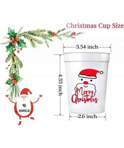 24 PCS Christmas Party Cups Plastic Christmas Cups for Kids Reusable Cups Santa Claus Snowman Design Red Blue White 16 Ounce ...