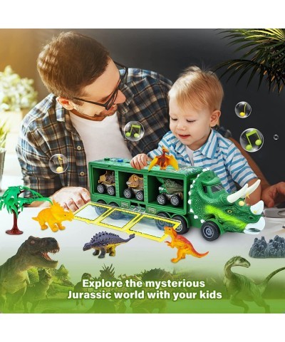 Kids Dinosaur Truck Toys for 3 4 5 6 7 Year Old Boys Girls with 20-in-1Dinosaur Toys Light Music and Growl 3 Dinosaur Pull Ba...