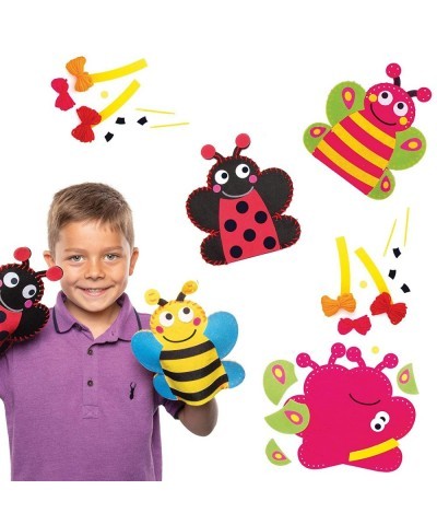 AT618 Bug Hand Puppet Sewing Kits - Pack of 3 Story Telling Introduction to Sewing for Kids Great for Art Parties Schools and...