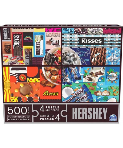 Hershey's 4 Puzzle Multipack 500 Pieces Combine to Form Mega Puzzle: Reese’s Hershey’s Kisses Almond Joy for Kids and Adults ...