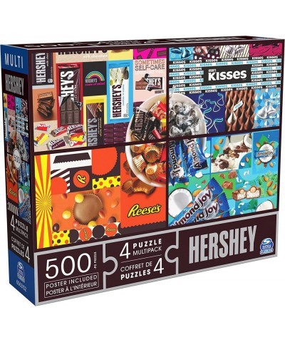 Hershey's 4 Puzzle Multipack 500 Pieces Combine to Form Mega Puzzle: Reese’s Hershey’s Kisses Almond Joy for Kids and Adults ...