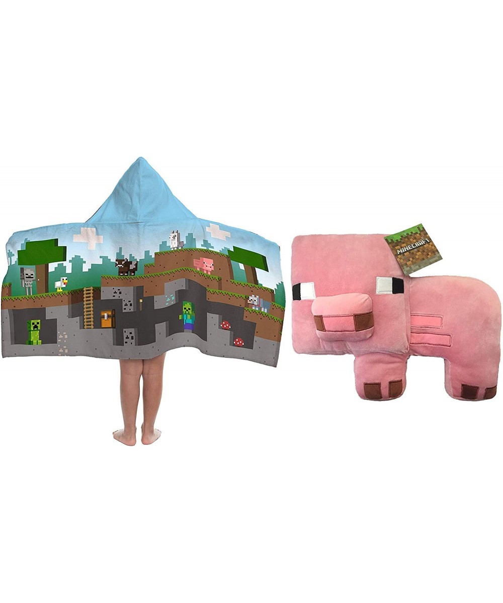 Minecraft Stuffed Pig Pillow Buddy and Hooded Towel Bundle $44.30 Kids' Plush Toy Pillows