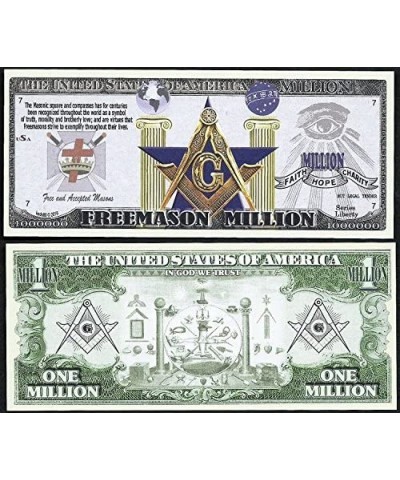 FreeMason Symbols Million Dollar Bill Masonic Square & Compass - Lot of 2 BILLS $22.07 Money & Banking Play Toys