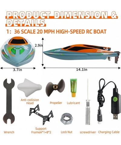 RC Boat Remote Control Boat for Adults & Kids - High Speed 20km/h Remote Boat Pool Toy 2.4Ghz Fast Racing Boats for Lakes 2 R...