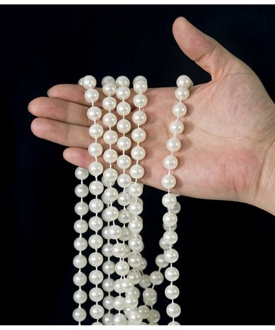 12 Pieces Faux Pearl Necklaces 35inch White Fake Pearl Bead Garland Plastic Beaded Costume Jewelry Flapper Party Accessories ...