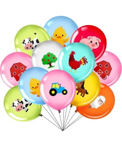 36 Pieces 12 Inch Farm Animal Balloons Pig Cow Sheep Latex Balloons Tractor Barnyard Animal Farmhouse Party Decoration for Ki...