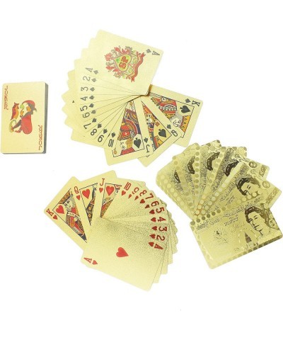 Deck of Gold Playing Cards Waterproof Plastic Poker Cards for Family Game Party Gifts (Gold- Pound) $15.45 Card Games