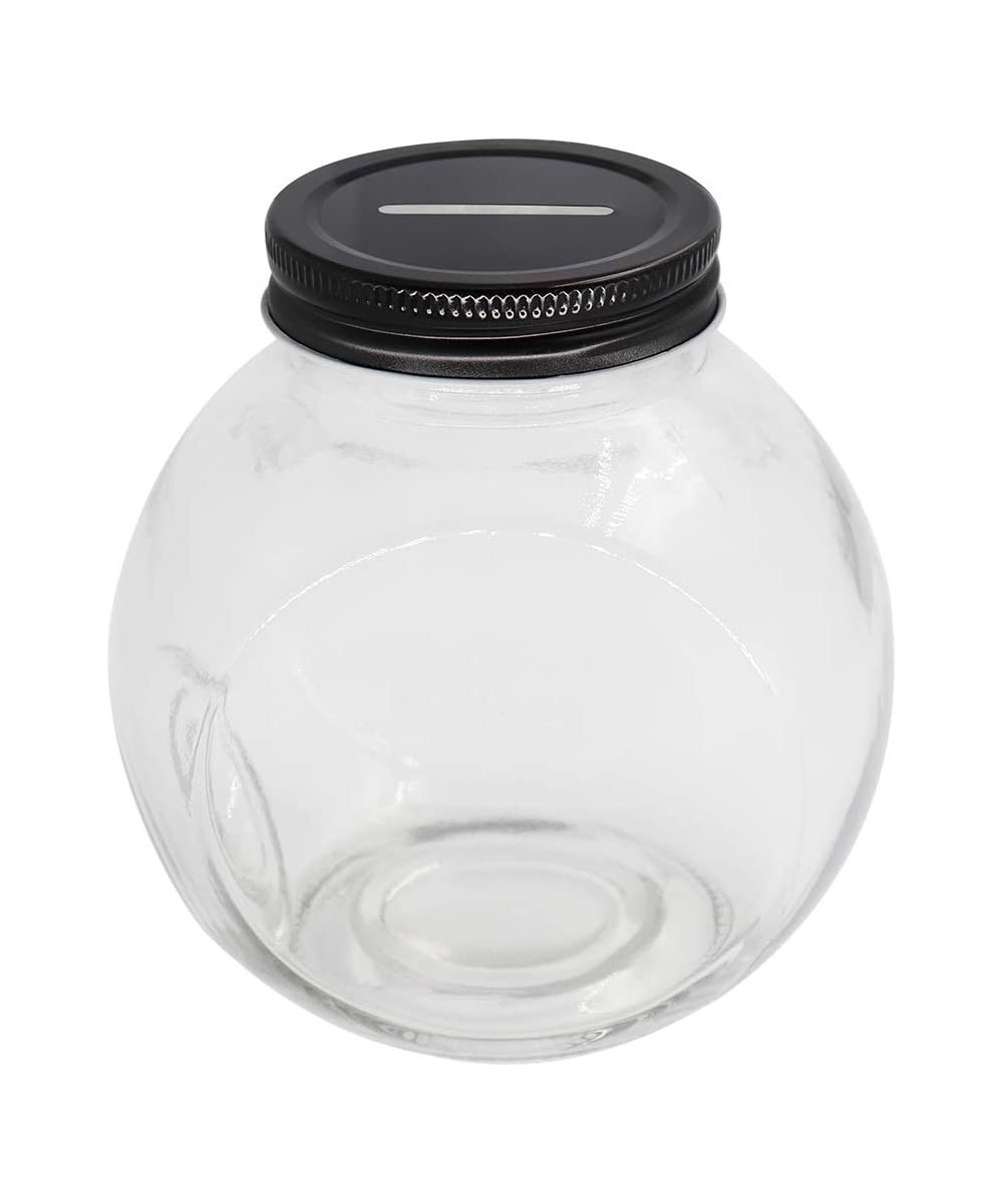 Clear Glass Piggy Bank with Black Slotted Lid Well Sized Coin Bank Two Placement Methods Money Tip Coin Jar for Adults Teens ...