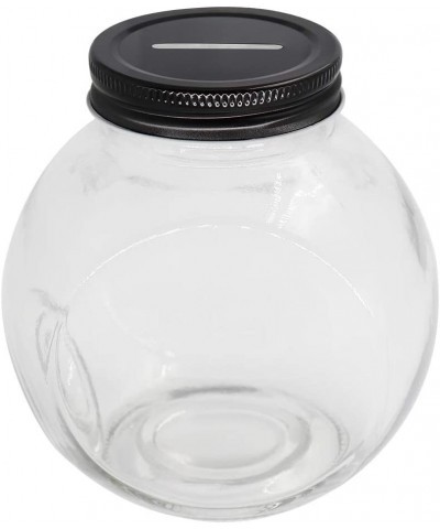 Clear Glass Piggy Bank with Black Slotted Lid Well Sized Coin Bank Two Placement Methods Money Tip Coin Jar for Adults Teens ...