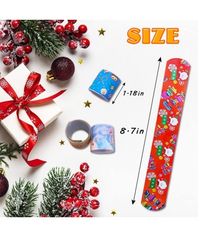 60 Pcs Christmas Slap Bracelets Xmas Snap Bracelet Snata Claus Reindeer Wristbands Assorted Christmas Pattern Bracelet for Pa...