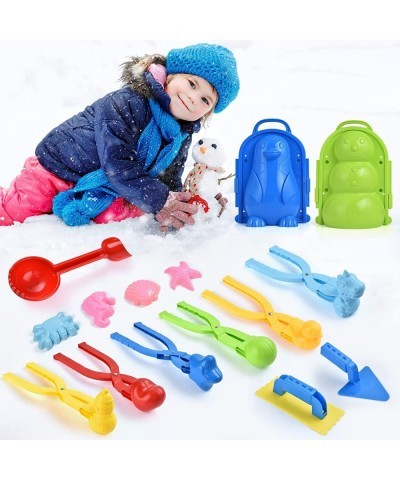 15Pcs Snowball Maker Snow Kits for Kids Snow Toys Penguin Duck Heart Snowman Snow Ball Shapes Snowball Maker Tool Clip with H...