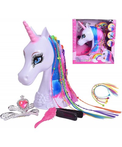 10.5 Inch Unicorn Styling Head Unicorn Toys for Girls Unicorn Head Styling Doll with Rainbow Hair Extensions Unicorn Doll Hea...