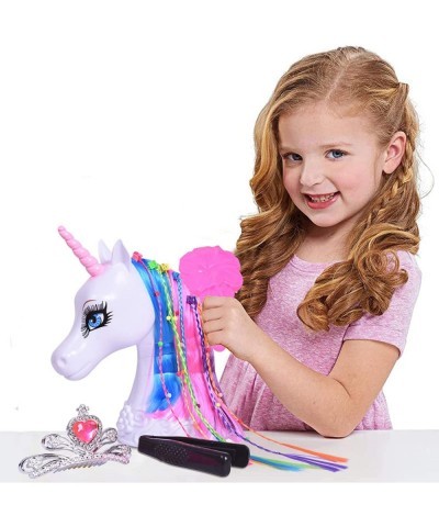 10.5 Inch Unicorn Styling Head Unicorn Toys for Girls Unicorn Head Styling Doll with Rainbow Hair Extensions Unicorn Doll Hea...