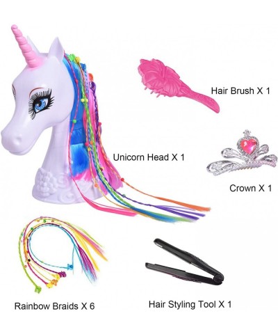 10.5 Inch Unicorn Styling Head Unicorn Toys for Girls Unicorn Head Styling Doll with Rainbow Hair Extensions Unicorn Doll Hea...