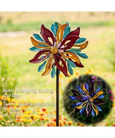 Solar Wind Spinner Venetian 75in Multi-Color Seasonal LED Lighting Solar Powered Glass Ball with Kinetic Wind Spinner Dual Di...