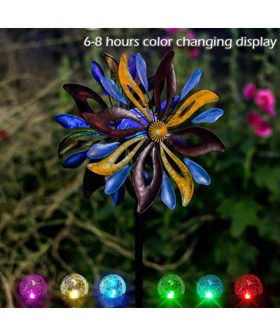 Solar Wind Spinner Venetian 75in Multi-Color Seasonal LED Lighting Solar Powered Glass Ball with Kinetic Wind Spinner Dual Di...