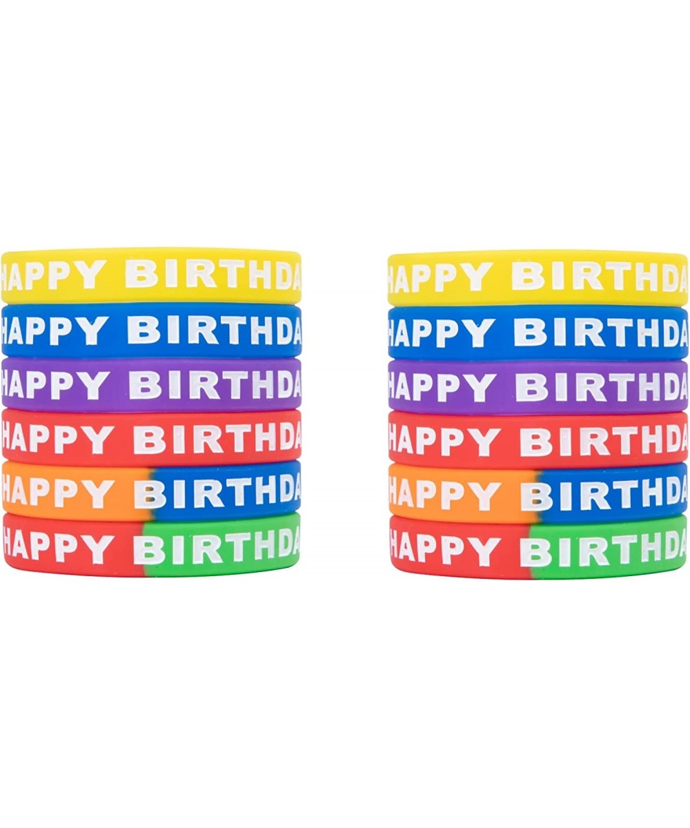 12 Pieces Happy Birthday Rubber Bracelets Letter Light Up Luminous Silicone Wristbands Stretch for Kids Teenagers Birthday Pa...