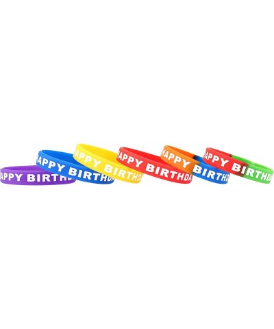 12 Pieces Happy Birthday Rubber Bracelets Letter Light Up Luminous Silicone Wristbands Stretch for Kids Teenagers Birthday Pa...