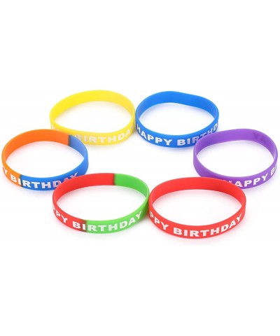 12 Pieces Happy Birthday Rubber Bracelets Letter Light Up Luminous Silicone Wristbands Stretch for Kids Teenagers Birthday Pa...